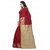 Satyam Weaves Beige & Red Cotton Self Design Saree With Blouse