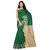 Satyam Weaves Beige & Green Cotton Self Design Saree With Blouse