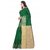 Satyam Weaves Beige & Green Cotton Self Design Saree With Blouse