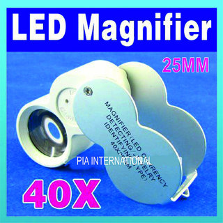 40X LED JEWELERS LOUPE MAGNIFIER MAGNIFING GLASS LIGHT -PIA INTERNATIONAL