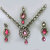 Fancy Design Necklace Set With Earings Red