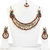 Kriaa by JewelMaze Maroon And Green Austrian Stone Gold Plated Kundan Necklace Set with Maang Tikka-AAA0737