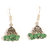 The99Jewel by JewelMaze Zinc Alloy Green Beads Silver Plated Polki Jhumki Earrings-AAB0607