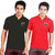 Combo of  Black and Red polo t-shirt with front patch