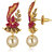 Spargz Antique Leaf Design Ruby Diamond Gold Plated Wedding Party Pearl Drop Earring AIER 934