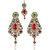 Mithya by JewelMaze Gold Plated Kundan Red And Green Austrian Stone Dangler Earrings with Maang Tikka-DAA0079