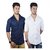 Cliff High Men'S Navy & White Slim Fit Casual Shirt (Pack Of 2)
