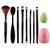 Shopimoz 10 PCS Foundation Blending Blush Eyeshadow Face Powder Brush Makeup Brushes Set with Cosmetic Sponge Puff and Bru