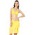 Impressive  3-Piece Yellow  Color  Ruffled Neck  Sarong Set With Matching Boyleg Bottom