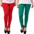 KRISO Green and Red Leggings For Girls Pack of 2