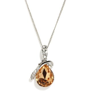Golden Peacock Orange & Silver Plated Pendant With Chain
