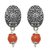 The99Jewel by JewelMaze Silver Plated Zinc Alloy Orange Pearl Drop Earrings-FAC0446