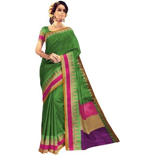 RK FASHIONS Green Bhagalpuri Party Wear Printed Saree With Unstitched Blouse - RK234082