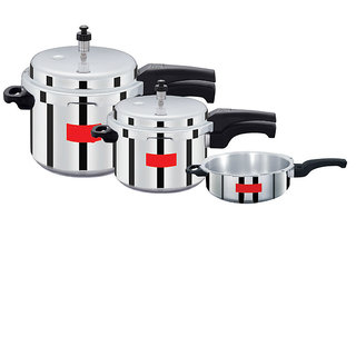 Surya Action Super Saver combo pack 5 L 3 L 2 L Pressure Cooker Aluminium