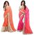 khatu shyam fancy pink and orange saree combo 2