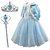 TOKYO-T Girls Elsa Costume Dress Princess Party Dress with Tiara , Wand Size 4