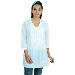 Buy GOODWILL Women's Cotton White Top Online @ ₹499 from ShopClues