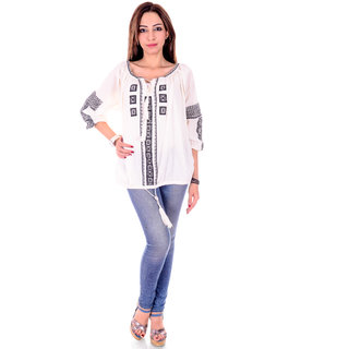 Buy GOODWILL Womens Cotton White Colored Top Online @ ₹499 from ShopClues