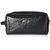 Budd Leather Company Cowhide Toiletry Bag with Top Zipper and Engraving Patch, Black, 3 Pound