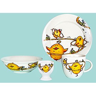 Buy Porcelain Dinnerware Kid's Set - Yellow Chicken 4-piece Set - Plate ...