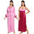 Be You Fashion Women Satin Pink Solid 2 piece Nighty Set
