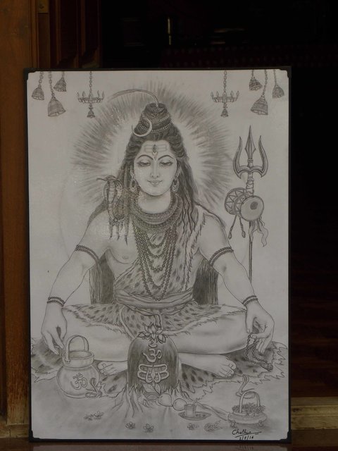 Black And White Pencil sketch of lord shiva, Size: A4
