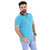Oldberri Men Half Sleeves Solid Polo Neck Blue T-Shirts