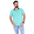 Oldberri Men Half Sleeves Solid Polo Neck Light Blue T-Shirts