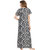 Be You Fashion Women Serena Satin White-Black Geometric pattern Nightgown