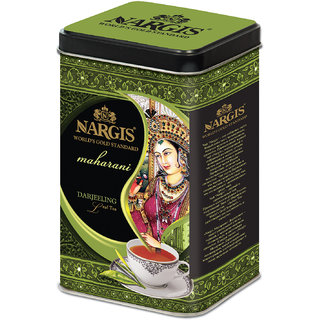 Nargis Premium Quality Indian Black Leaf Tea - Darjeeling In Metal Tin 200gms