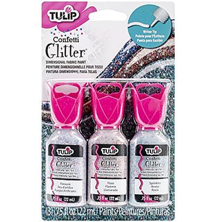 Tulip Dimensional Fabric Paint Glitter 4 Fl Oz Silver 3 Pack