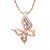 Om Jewells Rose Gold Plated Enchanting Crystals Wispy Butterfly Pendant Necklace Women  Girls PD100081