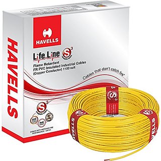 Havells Lifeline Cable 0 75 Sq Mm Wire Yellow Havells Lifeline Cable 0 75 Sq Mm Wire Yellow