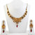 Soha Fashion by JewelMaze Kundan Maroon Green Austrian Stone Gold Plated Drop Necklace Set -FAF0057