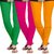 KRISO Superior Quality Cotton Lycra Stretchable Leggings 3 Pack Combo With   Green - Dark Pink - Golden Yellow