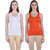 Dollar Missy Women'S Combo Of 2 White And Mango  Cotton  Tank Top