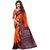 Orange and purple  Floral Printed Work Bhagalpuri Silk Partywear Bandhani Saree with Blouse