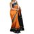 Orange  and BlackFloral Printed Work Bhagalpuri Silk Partywear Bandhani Saree with Blouse
