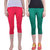 Dollar Missy Pack Of 2 Cotton Red And Pak Green Color Stylish And Fancy Comforatble Slim Fit Women'S Capri