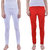 Dollar Missy Combo Of 2 White And Red Color Stretchy, Fancy And Comfortable Churidar Leggings.