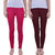 Dollar Missy Women'S Cotton Slim Fit Attractive Bubble Gum And Deep Maroon Color Ankle Length Leggings