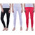 Dollar Missy Women'S Combo Of 3 Cotton Slim Fit Black,White And Red  Ankle Length Leggings
