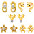 Mahi Gold Plated Gold & White Alloy Studs for Women-Combo of 5
