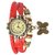 Star Glory Blue FreeMoving Diamond Leather  Red Trendy Analog Watch For Women Pack Of 2