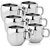 Meet Apple Steel Tea Cup / Coffee Cup , Set of 6 Piece , Sliver , 100 ml
