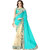 Meia Sky Blue and Cream Georgette Embroidered Saree With Blouse