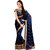 Glory sarees Navy Georgette Embroidered Saree With Blouse