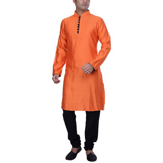Orange Kurta Jacquard Chudidar