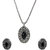 Black Necklace & Earring Set with Zinc Alloy - TPNW13-209