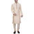 Kisah Men's Beige Color Front Open Jaquard Cotton Silk Long Kurta